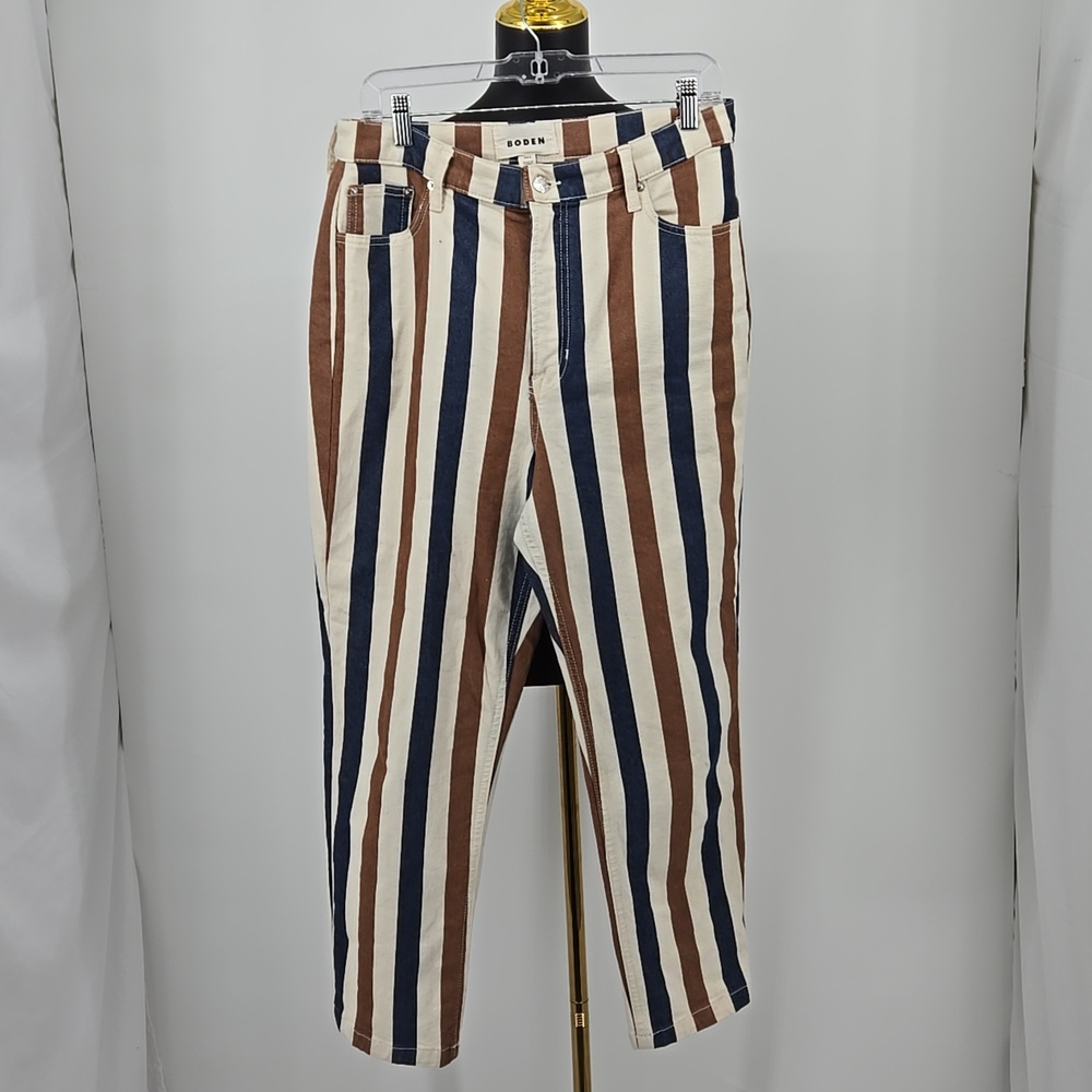 Striped Straight Leg Ankle Jeans Size 31/12 - Picture 5 of 12